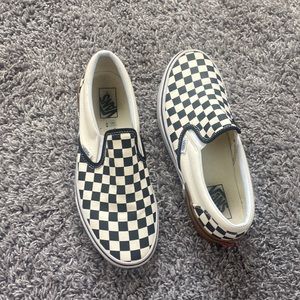 Checkered vans: women’s size 11, men’s size 9.5